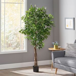Albero di Ficus Artificiale da 70,9 Pollici per Arredamento Interno - Product Image 1