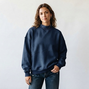 Sweat-shirt oversize tendance pour femme à col montant et épaules tombantes, coupe ample, style streetwear, pull, service OEM - Product Image 1