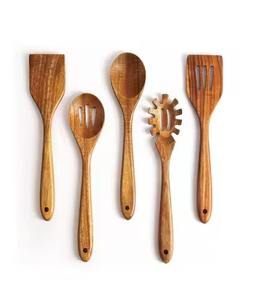 Cuchara de servir tradicional de madera, herramienta de cocina natural para mezclar salsa, arroz, curry, sopa, perfecta para usar en la mesa. - Product Image 5