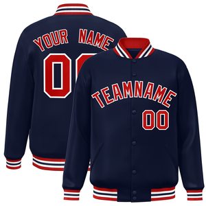 Chaqueta Varsity Gris Personalizada para Hombre con Botones, Chaqueta de Béisbol con Cuello Alto y Nombre y Número Personalizados - Product Image 4