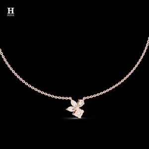 Luxury Floral Diamond Cluster <b>Pendant</b>, <b>Solid</b> <b>Gold</b> Necklace Charm, IGI/GIA Certified Diamond Jewelry - Product Image 3