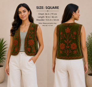 Abrigo Corto de Terciopelo Floral para Mujer con Logotipo Frontal RAJASTHANI TEXTILE, Cierre de Pullover de Poliéster/Algodón - Product Image 1