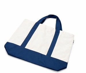Printed Polyester/Cotton <b>Tote</b> <b>Bag</b> Woven Style Eco Friendly Blue White Color Block Design Water Resistant Customizable - Product Image 1