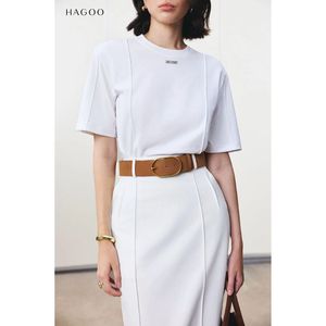 Camiseta de Cuello Redondo 100% Algodón para Mujer, Manga Corta, Transpirable, Antiarrugas, con Detalle Fruncido, Básica, a la Moda, OEM, ODM - Product Image 3