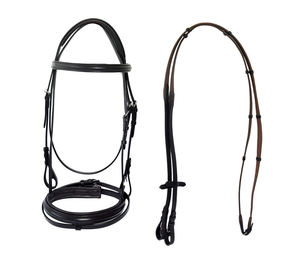 Ensemble de bridon en cuir de haute qualité avec rênes, équipement équestre durable et réglable pour l'équitation, l'entraînement et la compétition - Product Image 1