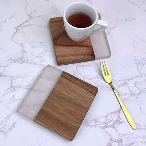 Acacia Wood Coasters <b>Set</b>-Modern <b>Square</b> Design Durable for Home & Office Use Coffee & Tea Cup Mats - Product Image 4