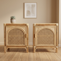 Table de chevet moderne en rotin avec rangement, meuble de chambre à coucher, design en rotin naturel, décoration bohème pour la maison