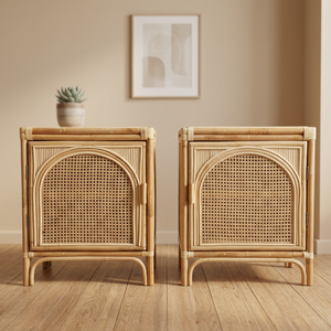 Modern Rattan Nightstand <b>Bedside</b> Board With <b>Storage</b> Bedroom Furniture Natural Rattan Design Boho Home Decoration - Product Image 1
