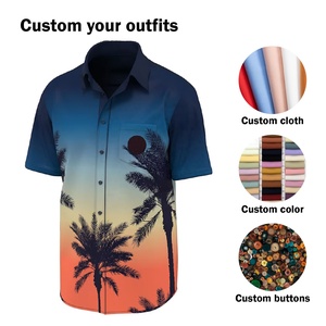 Chemise à manches courtes pour homme personnalisée avec poche, impression numérique, tissu en polyester tissé respirant, décontractée - Product Image 1