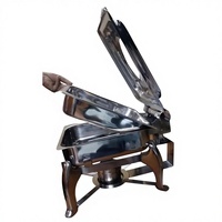 Chauffe-Plats Tendance de Luxe pour Traiteur et Fêtes, Plat de Présentation en Acier Inoxydable à Chauffage au Gaz avec Contrôle Numérique Intelligent, Serveur de Plats Chauds Doré