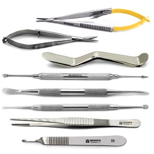 MEDSPO Kit Básico Manual de Microcirugía de Acero Inoxidable, Instrumentos Quirúrgicos, Portaagujas Castroviejo, Tijeras Reutilizables - Product Image 1