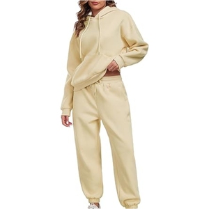 Women's <b>Sweat</b> Tracksuit Hooded <b>Top</b> Jogger Pants Relaxed Two Piece Matching Lounge Outfit 100% Cotton Fleece EFFO ENTERPRISES - Product Image 4