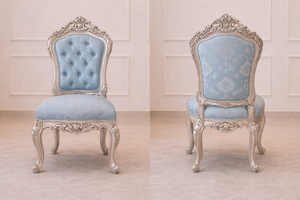 Elegant Silver-Ornate <b>Solid</b> <b>Wood</b> Dining Room Furniture Set Modern Dining <b>Table</b> and Chair Set Foldable 6-Seater Luxury Design - Product Image 4