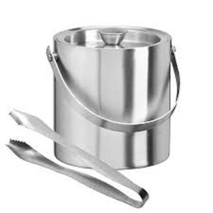 Luxury Iron Galvanized <b>Bar</b> Stainless Steel Round Ice Bucket with Tongs Rust Resistant Minimalist Design Party Beverage Cooler - Product Image 1