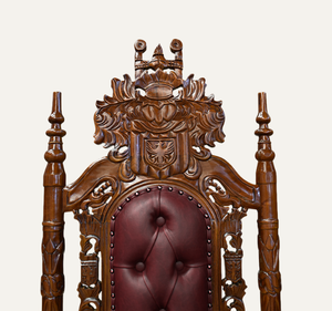 Chaise Trône de Luxe en Bois de Mahagoni Massif, Sculptée à la Main, Classique et Durable, Meuble d'Hôtel pour Salon et Appartement - Product Image 6