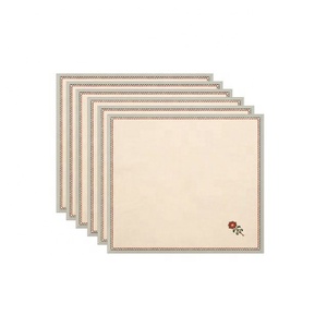 Serviette de table 100 % coton pur, brodée de fleurs, sur mesure, avec bordure rayée, la plus vendue, fabriquée en Inde, collection 2026 - Product Image 4