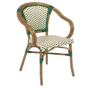 Silla de Ratán PE para Exteriores, Estilo Francés, Verde y Blanco a Cuadros, para Jardín, Patio, Comedor, Impermeable, Tipo Bistro, Venta al Por Mayor Personalizada - Product Image 1