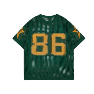 Camiseta de Fútbol Americano Verde, Número 86, Cuello Redondo, Manga Corta, Malla Transpirable, Unisex, Corte Holgado, Poliéster, Uniforme de Equipo - Product Image 4