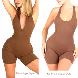 Body de compresión sin mangas para mujer, mono deportivo transpirable para gimnasio, yoga, de cintura alta, de secado rápido, personalizado, color liso. - Product Image 5