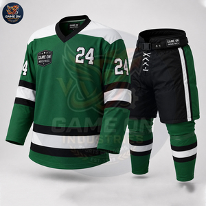 Team Sportswear Breathable Performance Apparel Sublimation Design OEM ODM Service Custom Green Ice Hockey Uniform Sets - Product Image 4