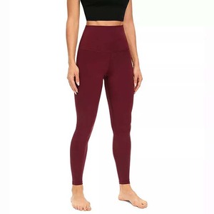 Vente en gros de leggings de sport personnalisés de haute qualité pour femmes, vêtements de sport actifs, leggings de fitness, leggings en spandex et polyester couleur bordeaux - Product Image 1