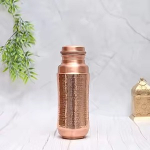Pure Copper Water <b>Bottle</b> 1000ml Handmade Hammered Design Leak-Proof Ayurvedic Health <b>Flask</b> For Yoga Sports & Office - Product Image 2