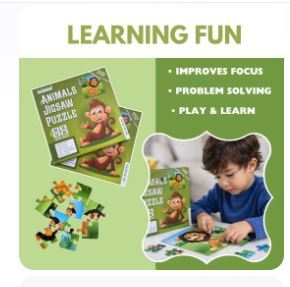 Rompecabezas de Cartón SmartHeart Animals, Juego Educativo de Combinación de Dibujos Animados a Todo Color con Temática de Safari para Niños, 4 Cajas - Product Image 2