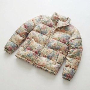Chaqueta Acolchada con Estampado Floral, Cuello Alto, Corte Regular, Abrigo Grueso de Invierno, Relleno de Poliéster, Resistente al Viento, Estilo Casual - Product Image 3