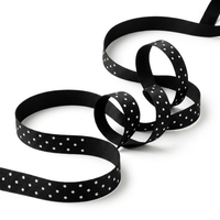 Ruban gros-grain à pois noir et blanc en polyester 6 mm de Neelkamal Industries, vente en gros, fournitures pour nœuds de cheveux, décoration de fête, rouleau de 50 yards