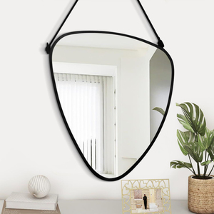 Modern Asymmetrical Wall <b>Mirror</b> <b>Irregular</b> Organic Shaped <b>Mirror</b> with Black Metal Frame for Living Room Bedroom Decor - Product Image 1