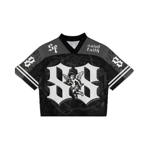 Jersey Corto Sublimado de Fútbol Americano, Estilo Boxy, Cuello en V, Manga Corta, Transpirable, para Hombre - Product Image 5