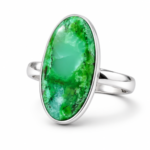 Natural Green Turquoise 925 Sterling Silver Oval Cabochon Gemstone <b>Ring</b> Handmade Adjustable Women's Wedding Trendy Jewelry Gift - Product Image 1