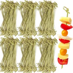 Piques alimentaires en bambou naturel nouées pour la décoration de cocktails, les canapés, les apéritifs, les buffets, la restauration et la présentation lors de fêtes - Product Image 5