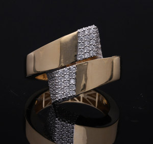 Bague unisexe moderne en or massif 18 carats, 5 grammes, avec zircone cubique, cluster géométrique de zircone cubique, sertie à griffes, bande statement - Product Image 1