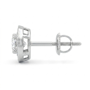 Boucles d'oreilles minimalistes en platine serties de diamants de 0,75 carat, sertissage à pression, pierres brillantes de haute clarté certifiées IGI - Product Image 2
