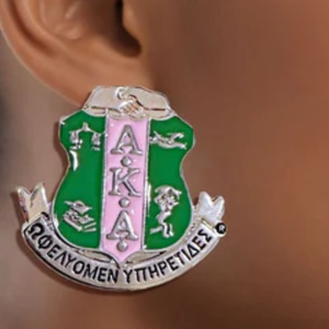Pendientes AKA Crest con baño de plata y esmalte, joyería de moda, verde y blanco, ligeros, regalo para mujer, uso diario - Product Image 3