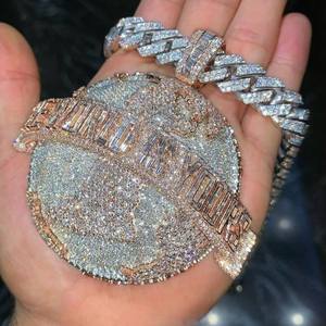 Pendentif Hip Hop Moissanite en Argent 925 Plaqué Rhodium, Coupe Brillante, Certifié, pour Fête, Collier Unisexe Luxira Jewels - Product Image 4