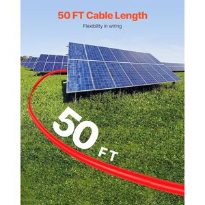 Cavo di prolunga per pannello solare rosso nero da 50 piedi 10AWG connettori maschio femmina 6mm ² cavo fotovoltaico per pannelli solari RV domestici (Set - Product Image 3