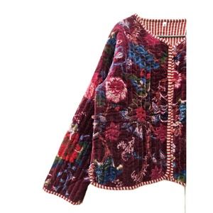 Chaqueta de terciopelo acolchado de algodón Vintage hecha a mano para mujer chaqueta de invierno de elegancia Bohemia India chaqueta cómoda con estampado de rayas - Product Image 2