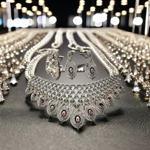 Juego de collar de Gargantilla nupcial de diamante de color rubí para bodas, compromisos o fiestas para funciones de matrimonio - Product Image 6