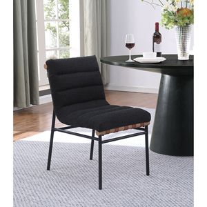 Set di 2 Sedie da Pranzo Lahni in Tessuto Bouclé Nero con Gambe in Ferro Nero - Product Image 3