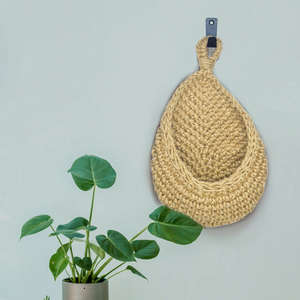 Étagère murale florale Art Déco en jute naturelle, faite à la main par un designer, écologique et lavable, pour usage domestique et commercial - Product Image 1