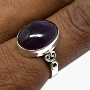 Shri Ashapura Jewels Ultimate ! Purple <b>Amethyst</b> Gemstone 925 Sterling <b>Silver</b> Bohemia Style Bezel Setting <b>Ring</b> for Women Unisex - Product Image 3