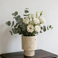 Vase en travertin classique et élégant, parfait pour décorer votre salon, votre bureau, votre table de chevet, pots à fleurs en travertin