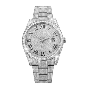 Reloj de Lujo Plateado con Moissanita y Cuarzo para Hombre, Esfera de Diamantes, Brazalete Vintage, Caja Redonda de 10mm, Correa de 22cm - Product Image 3
