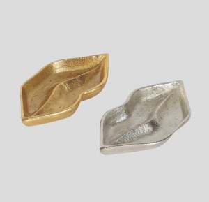 Juego de Tazones para Servir de Metal Pulido con Forma de Hoja, Acabado Dorado y Plateado, Plato Decorativo para Fiestas y Decoración de Mesa - Product Image 1