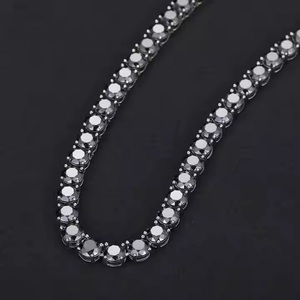 Moissanite Stones Prong Cuban Link Chain Necklace Solid 925 Sterling Silver with Rhodium Finish Passes Diamond Tester - Product Image 2