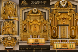 Altar de Madera Clásico Católico, Gran Altar Cristiano de Madera para el Hogar, Acabado Antiguo de Alta Demanda, Hecho en EE. UU. - Product Image 3