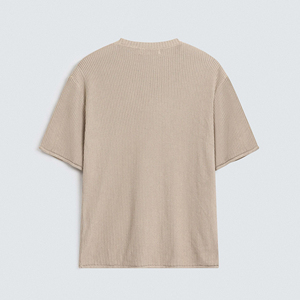 Wholesale Solid Jersey <b>Waffle</b> Knit Men's Casual Loose Fit Short Sleeve Crew Neck T-<b>Shirt</b> OEM Clothing Manufacturer - Product Image 3