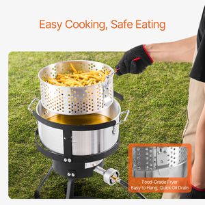 Kit Friggitrice a Propano in Alluminio da 10 Qt per Esterni con Pentola Profonda per Frutti di Mare, Termometro e Cestello Scolapasta per Friggere Ali di Pollo - Product Image 2